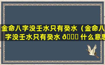 金命八字没壬水只有癸水（金命八字没壬水只有癸水 🐈 什么意思）